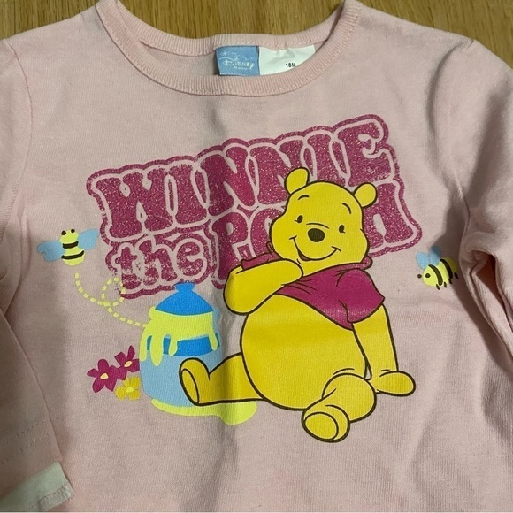 Vintage Winnie the Pooh Long Sleeve T-shirt NEW 18 Months 90s Pink Glitter - Picture 4 of 4
